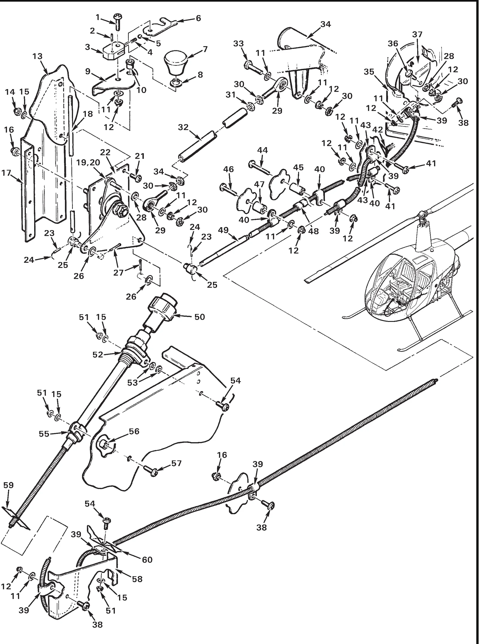 R22 parts catalog figure 76-13, carb heat assist and vernier mixture control, with item 7 (3704-SE knob) circled