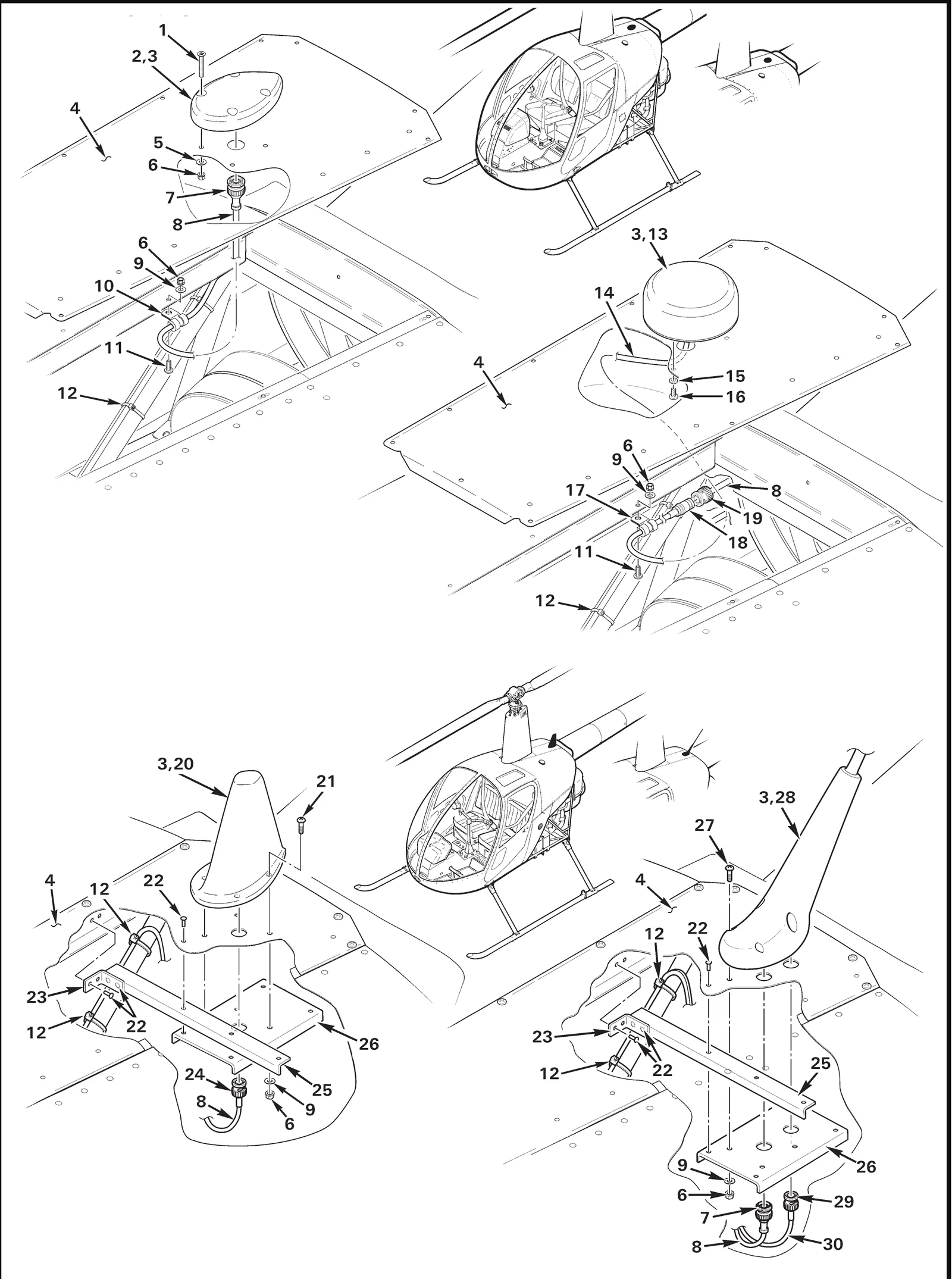 R22 parts catalog figure 6-17, gps antenna installation, with item 19 (5225395-6 plug)