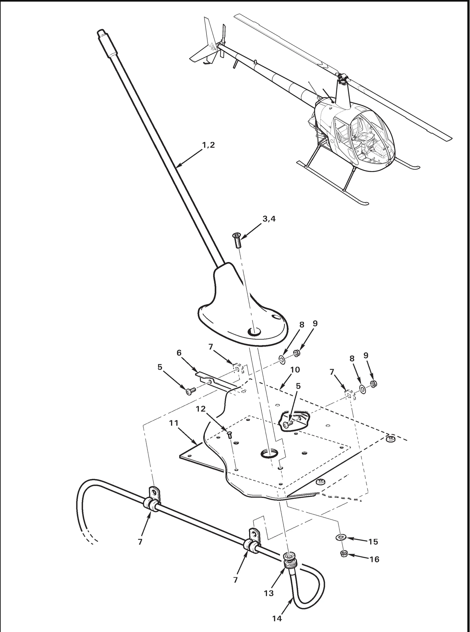 R22 parts catalog figure 6-15, kannad elt antenna installation, with item 13 (5225395-6 plug (bnc)) circled