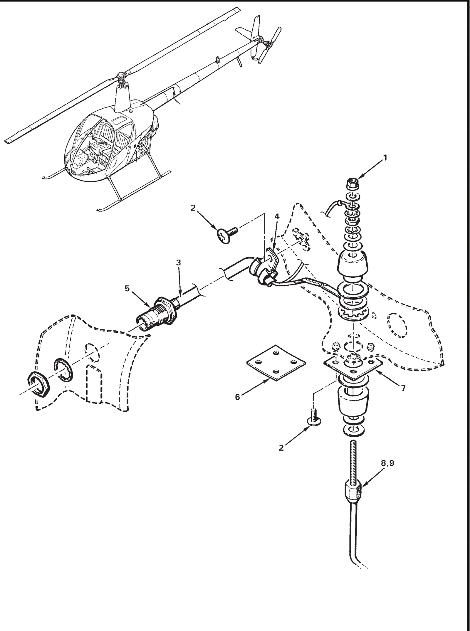 R22 parts catalog figure 6-25, lower tailcone antenna, with item 11 (5225395-6 plug)