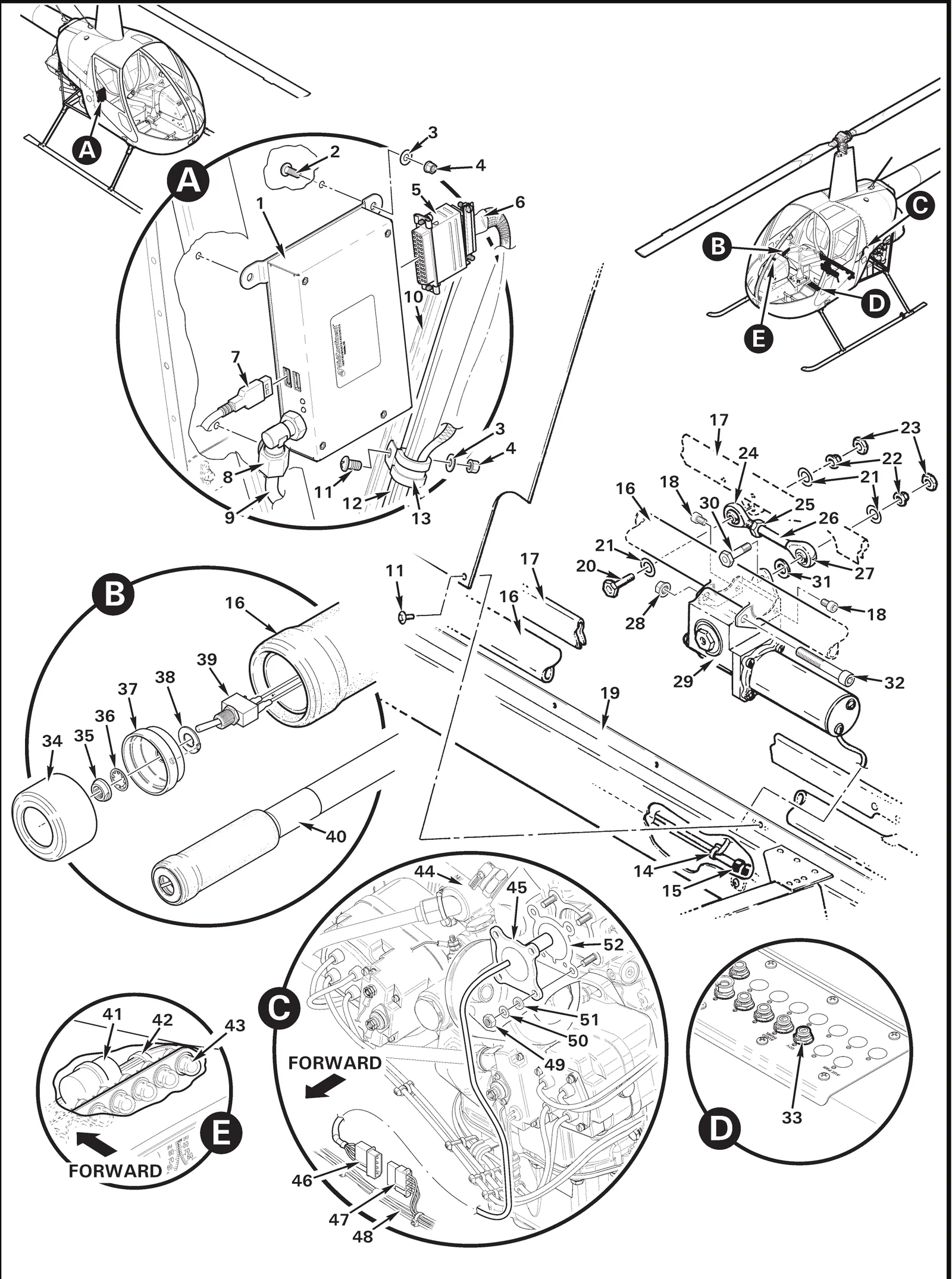 R22 parts catalog figure 96-23B, rpm governor installation, with item 52 (61183 gasket) circled