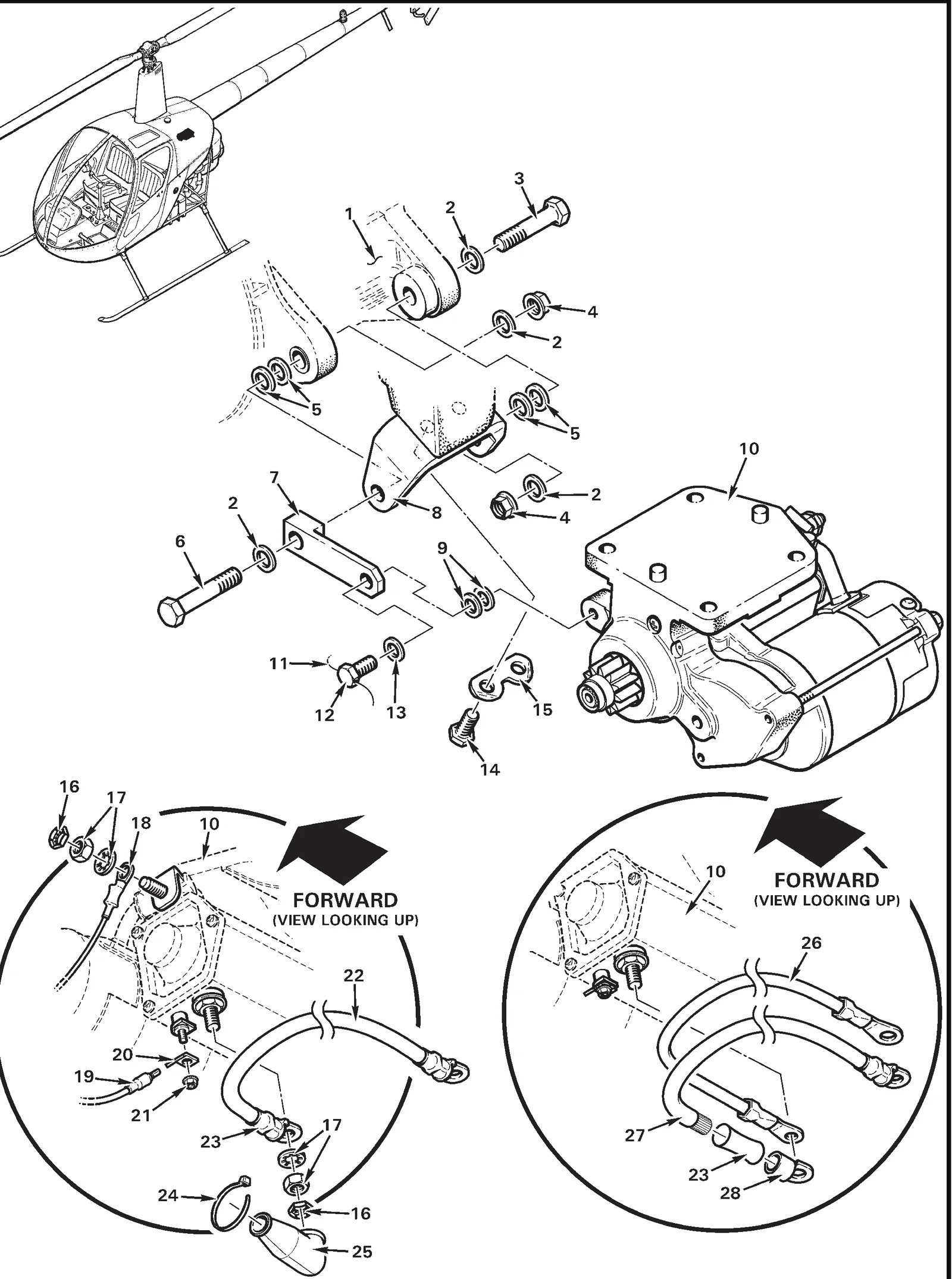 R22 parts catalog figure 71-29, sky-tec starter installation, with item 10 (149-12HT/H starter (incl items 17, 20, and 21)) circled