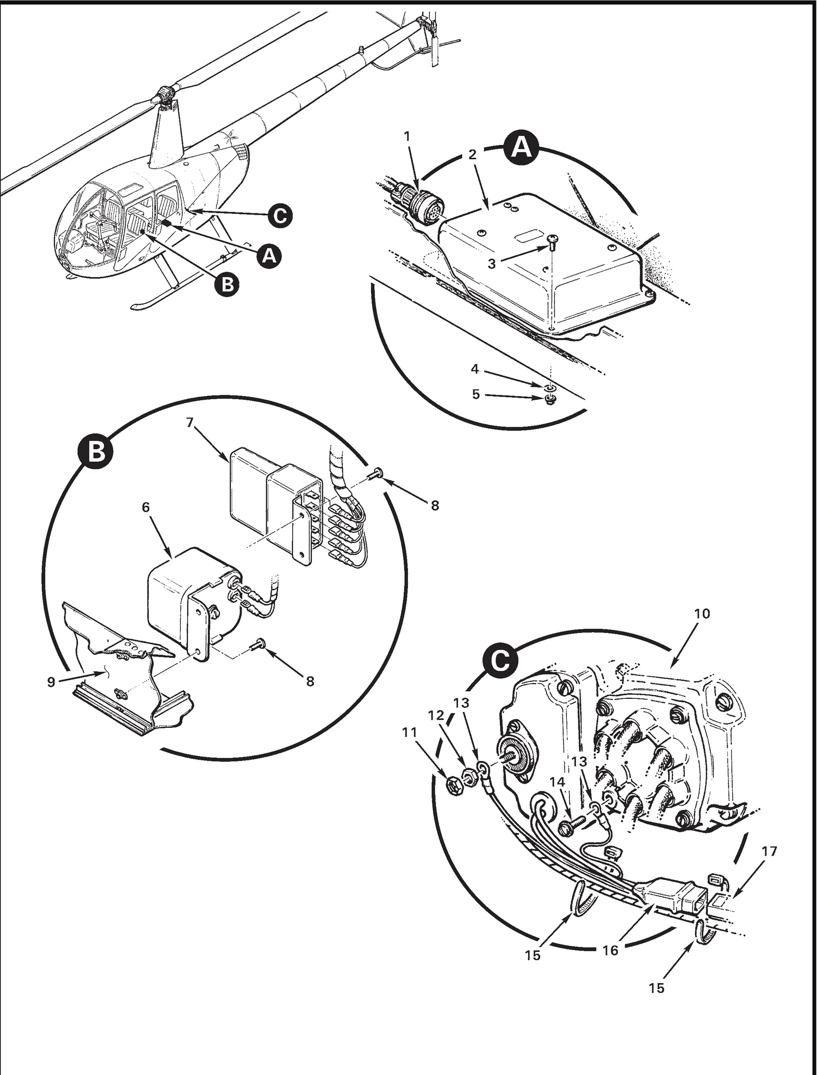 R44 parts catalog figure 96-63, electrical components, with item 14 (10-35937-10 screw) circled