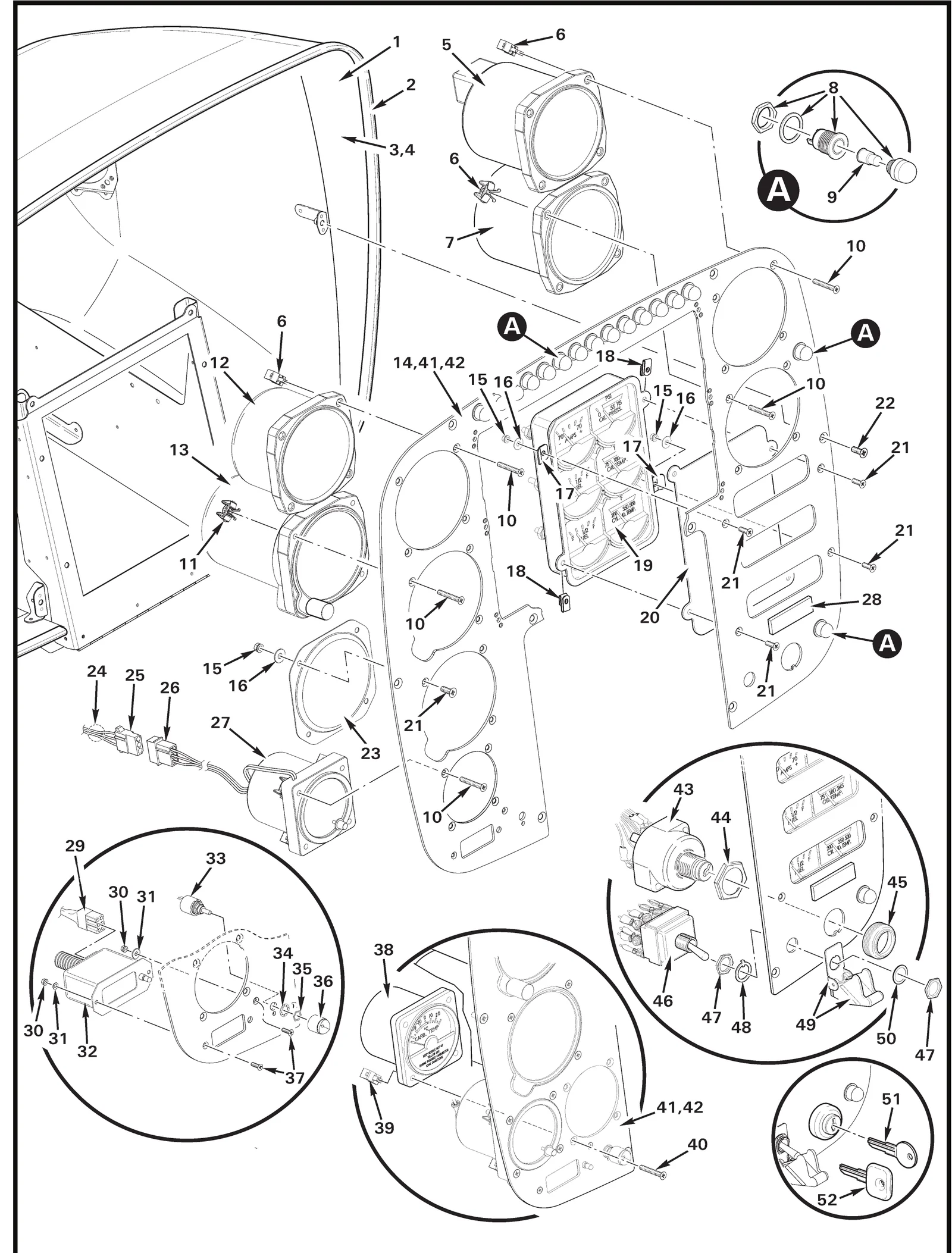 R44 parts catalog figure 95-1, garmin g500h console – instruments; item 20 (0015-00723 gasket (not shown)) is on the parts list but not drawn