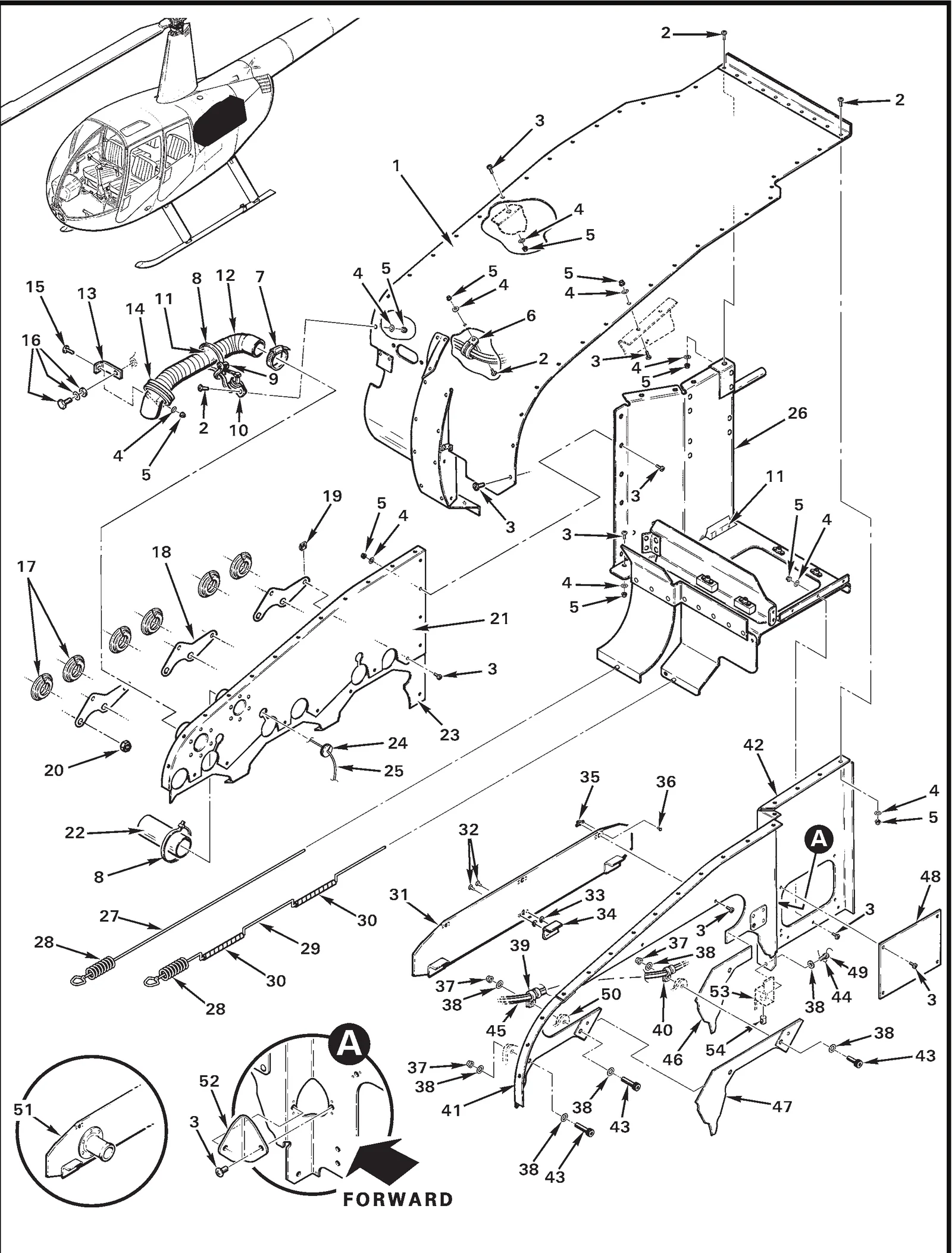 R44 parts catalog figure 71-37, left side cooling panels, with item 20 (383-B nut) shown for reference