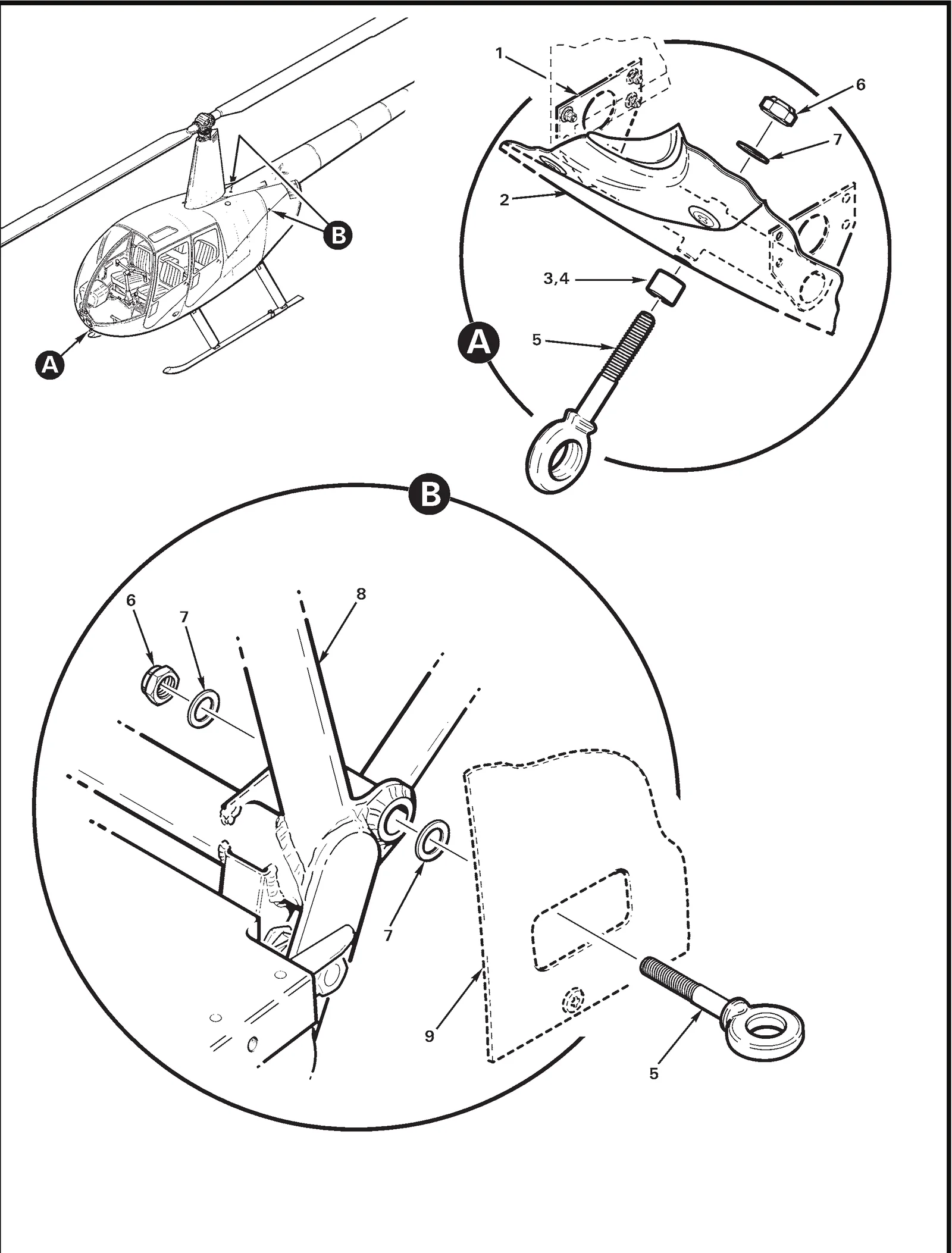 R44 parts catalog figure 10-5, tie-down installation, with item 6 (21FKF-616 nut) circled
