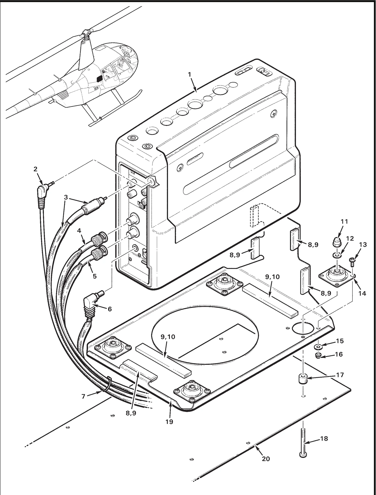 R44 parts catalog figure 90-17, vcr installation, with item 3 (174-4356 plug - wire - wire) shown for reference
