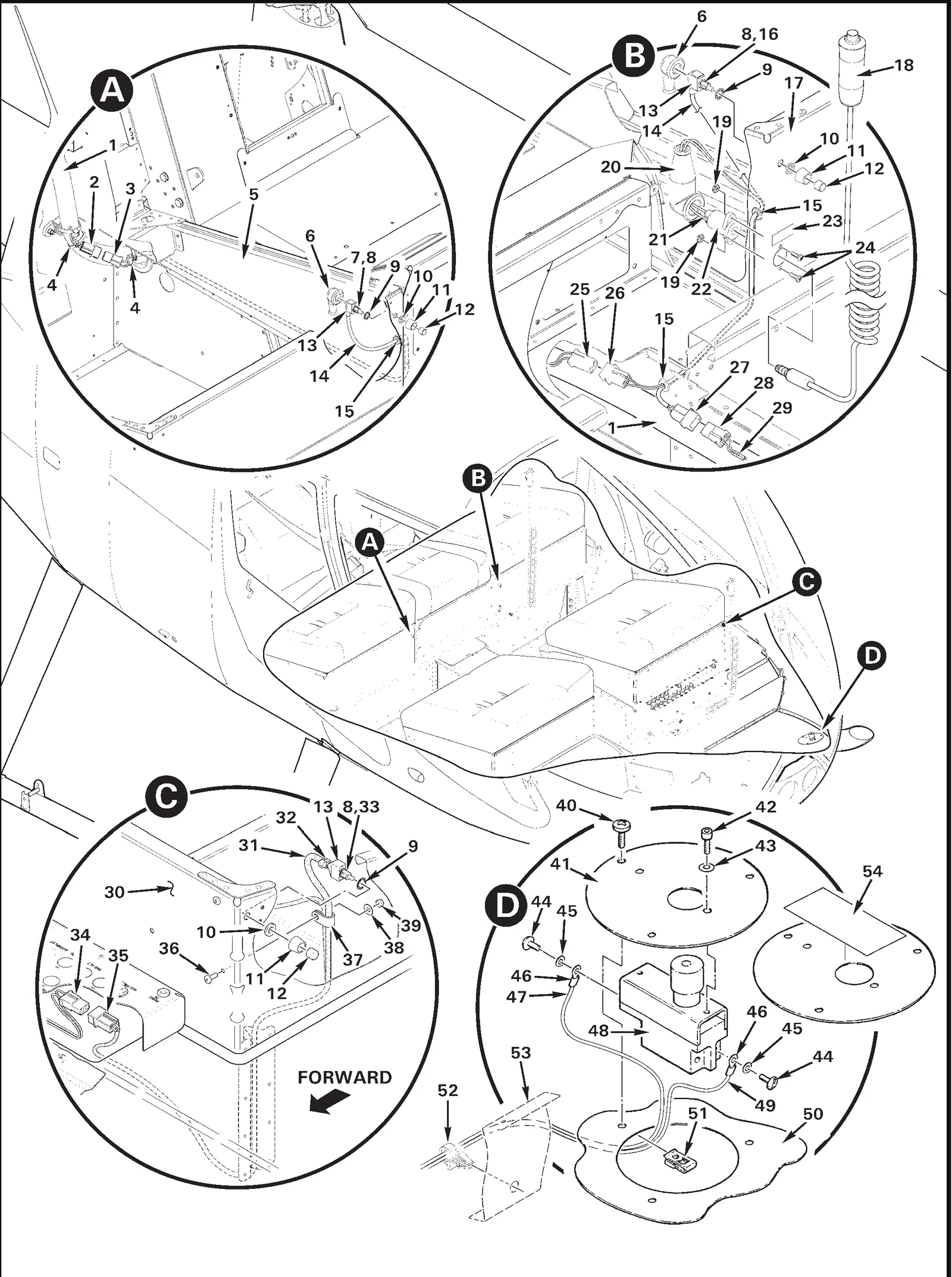 R66 parts catalog figure 97-53, audio and intercom switches installation, with item 11 (702501201 dress nut) circled