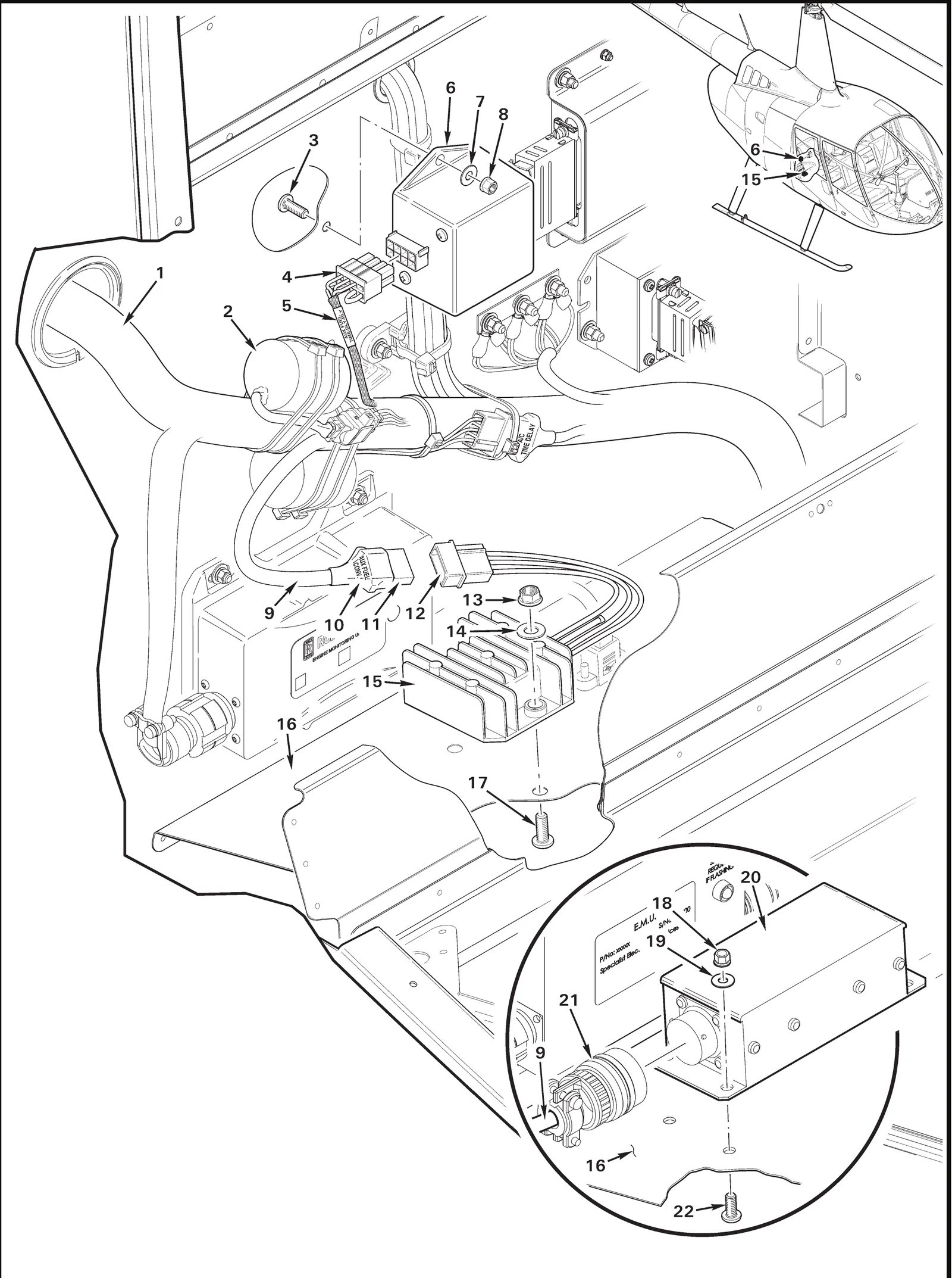 R66 parts catalog figure 28-35, auxiliary fuel tank – electrical components, with item 4 (39-01-2085 housing) circled