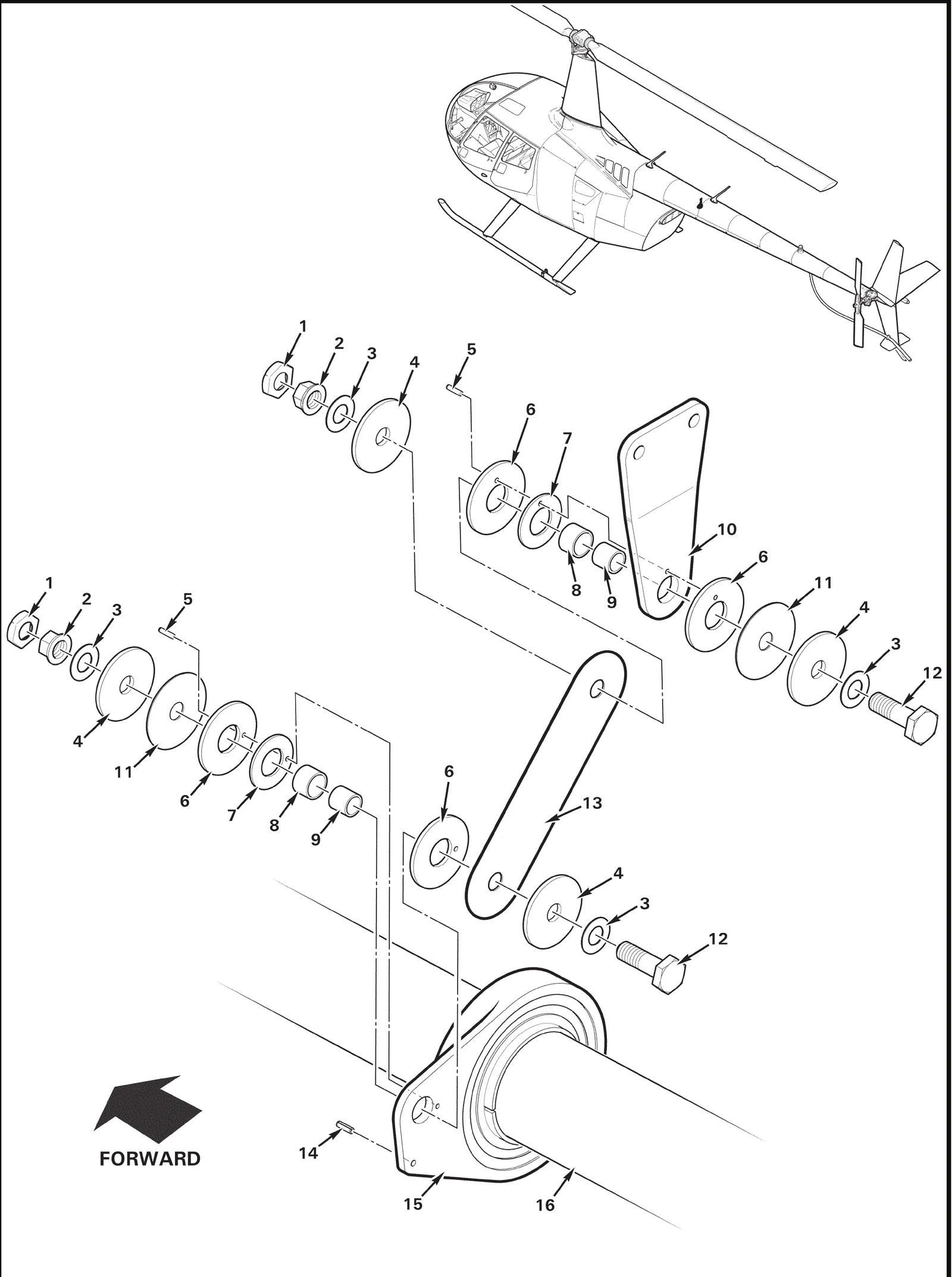 R66 parts catalog figure 65-7, damper installation, with item 8 (05DU04 bushing) circled