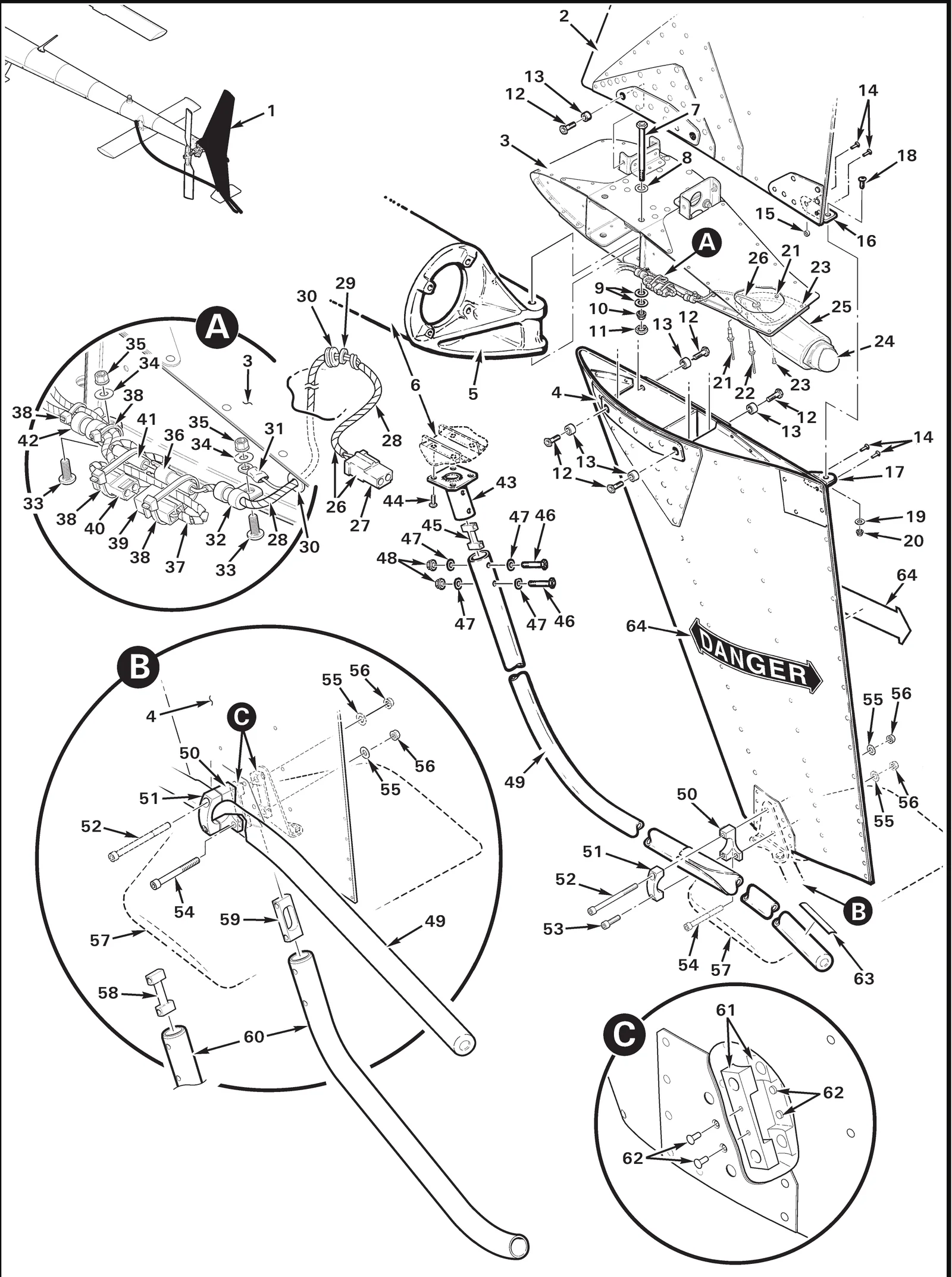 R66 parts catalog figure 53-25, f004-2 empennage assembly, with item 24 (01-0771554-01 light assembly - tail light) shown for reference