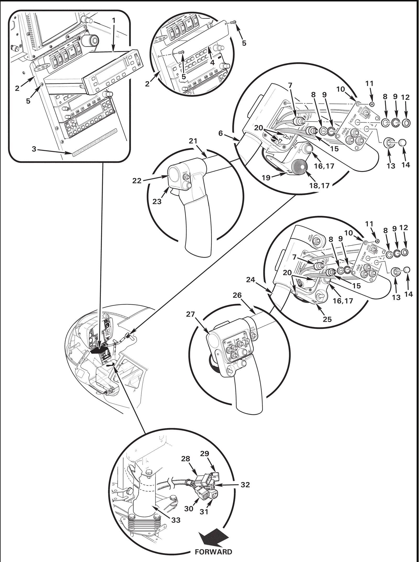 R66 parts catalog figure 22-11, garmin fcs – controller and cyclic, with item 8 (94773A770 washer) circled