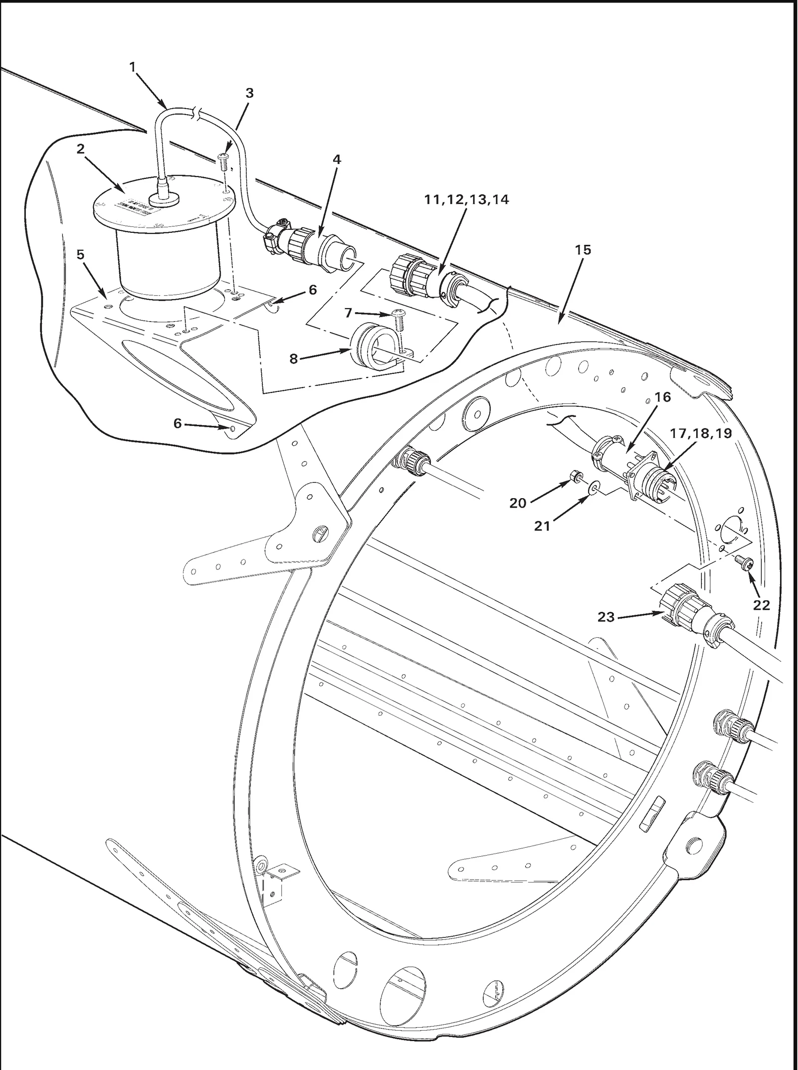 R66 parts catalog figure 97-13, garmin g500h efis – gmu 44 magnetometer, with item 12 (205090-1 socket) circled