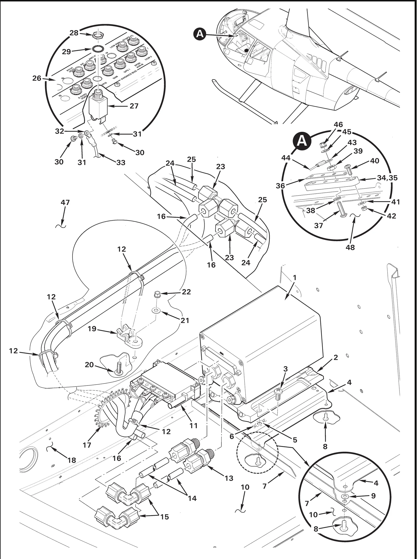 R66 parts catalog figure 97-11B, garmin gsu 75h adahrs, with item 23 (70-4-N-O tee) circled