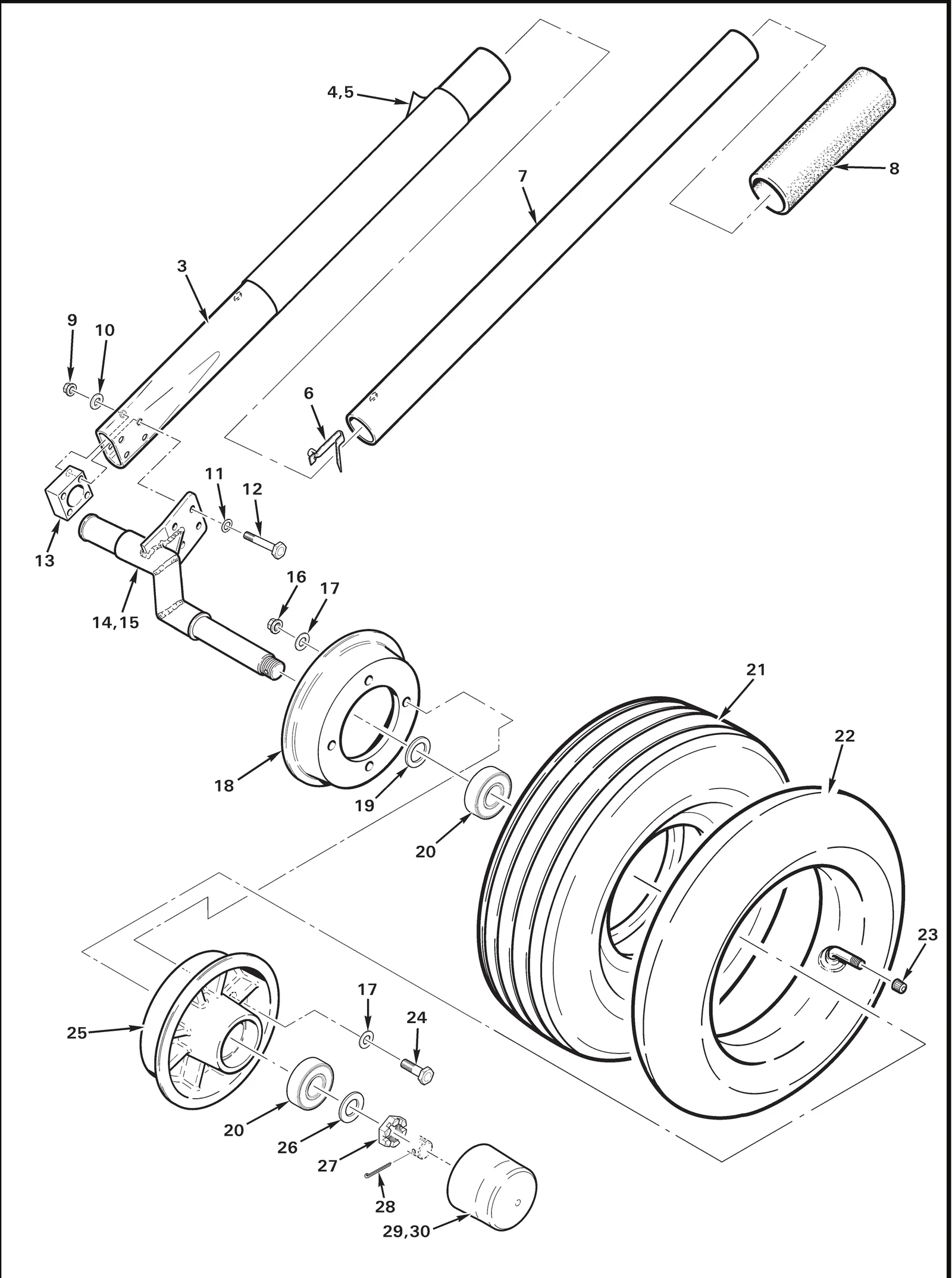 R66 parts catalog figure 9-3B, ground handling wheel, with item 20 (6202-2RS bearing) circled