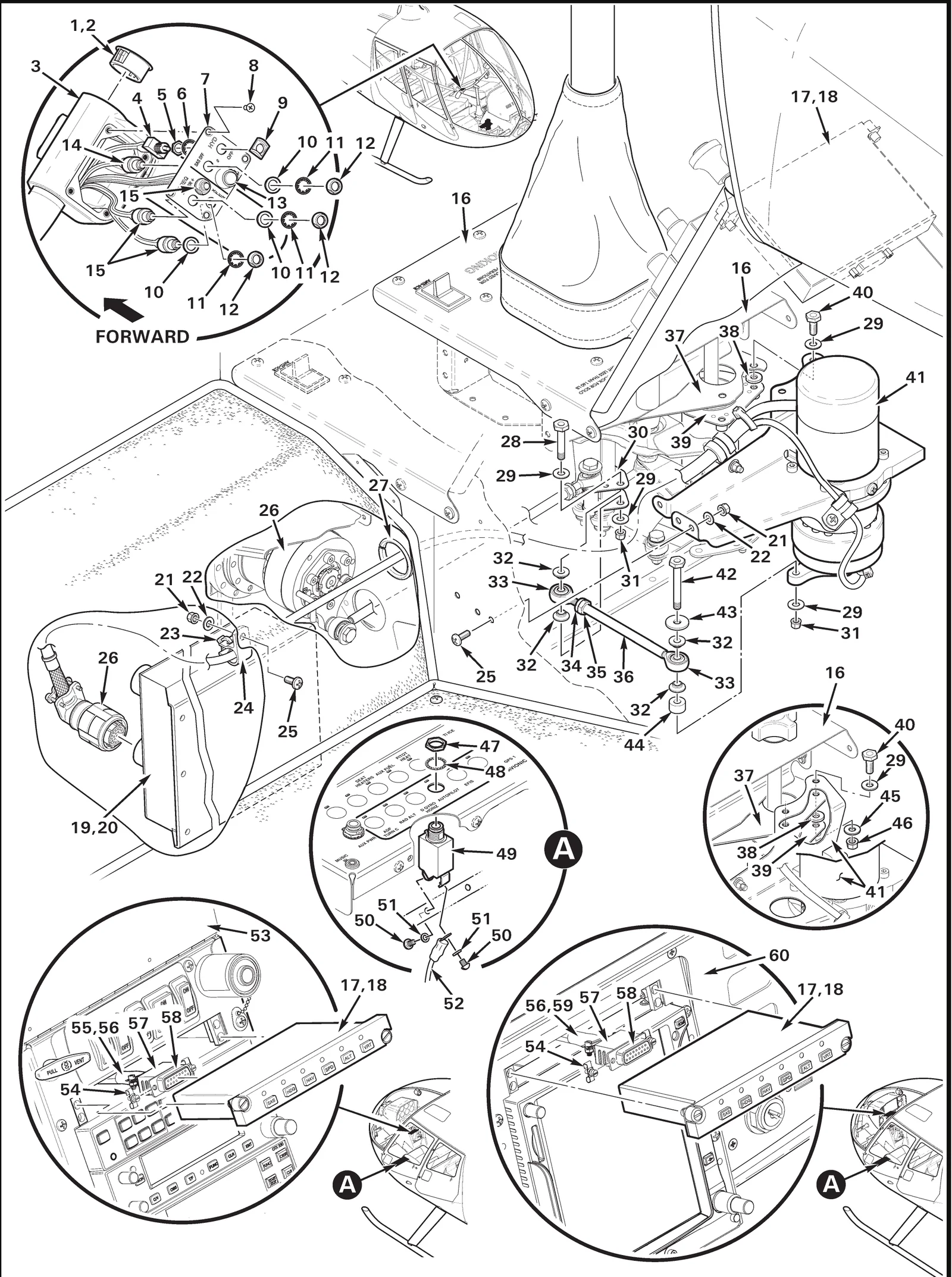 R66 parts catalog figure 22-17, helisas – (pitch) servo assembly and, with item 10 (94773A770 washer) circled
