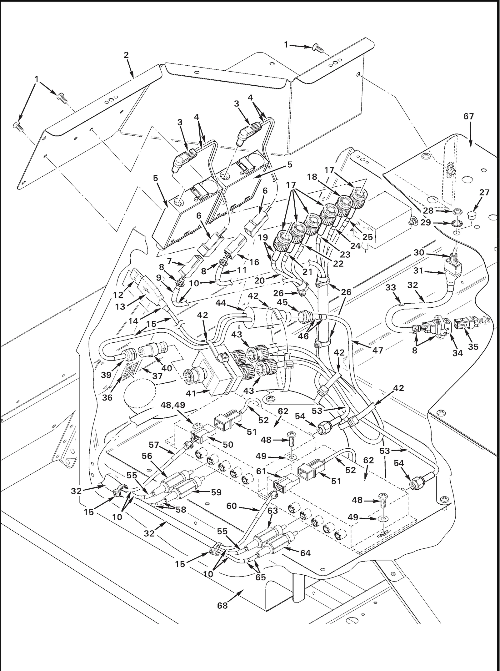 R66 parts catalog figure 92-57, tv receiver provision installation, with item 56 (174-4356 plug) circled